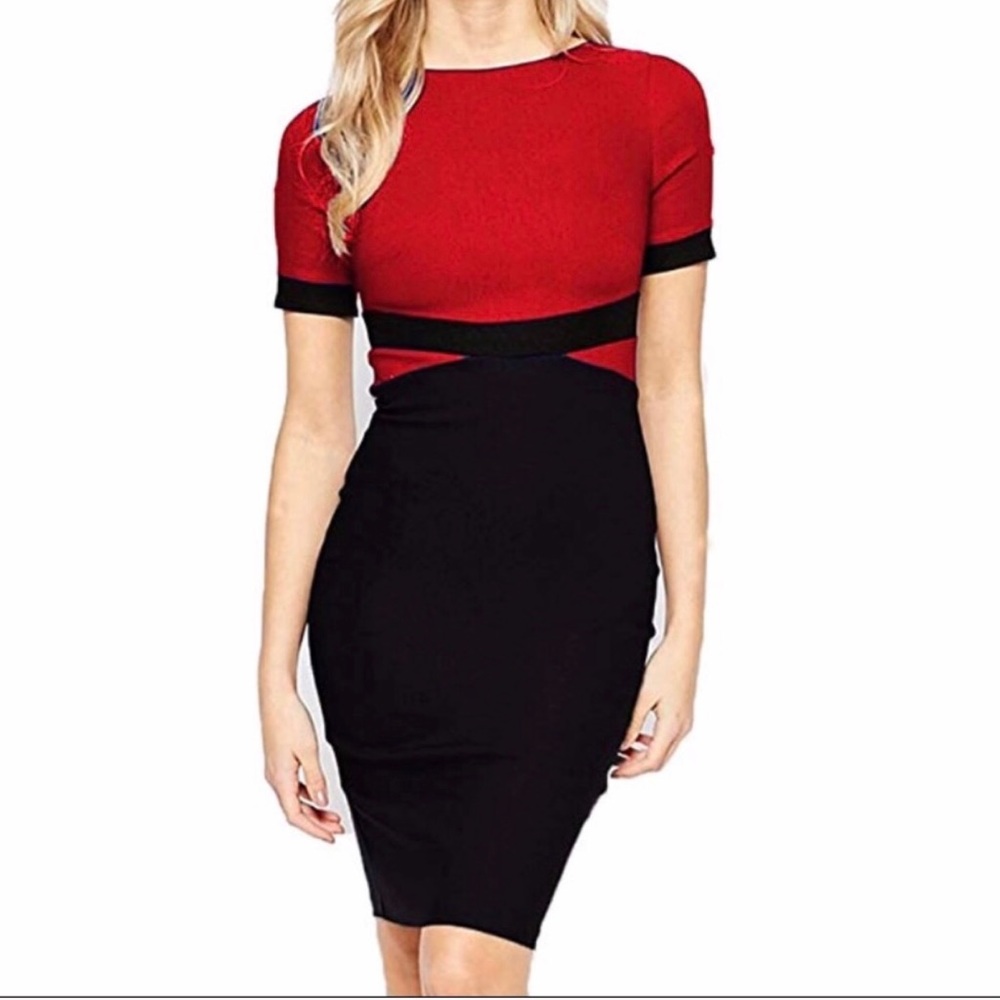 Fitted black and red dress